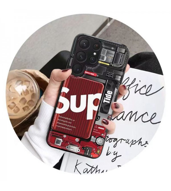 SUPREME ブランド シュプリーム Galaxy S23/S23+/S23 Plus/S23 Ultraケース かわいい モノグラム 機械柄 ジャケット型 ギャラクシーs23/s23プラス/s23ウルトラ カバー  耐衝撃 メンズ レディーズ