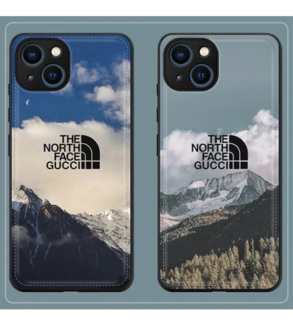 the north face/ザ.ノース.フェイス ブランド iphone13/13 pro/13 pro maxケース 個性 雪山柄 レザー製 ステッチ お洒落 ジャケット型 モノグラム アイフォン13/12/11/x/xr/xsケース ファッション 潮流 メンズ レディーズ