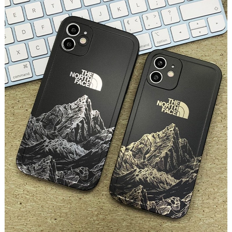 The North Face/ザ.ノース.フェイス ブランド iphone 13 pro/13 pro max/13 miniケース 可愛い 雪山柄 金銀色  耐衝撃 芸能人愛用 保護ケース パロディ風 メンズ レディーズ