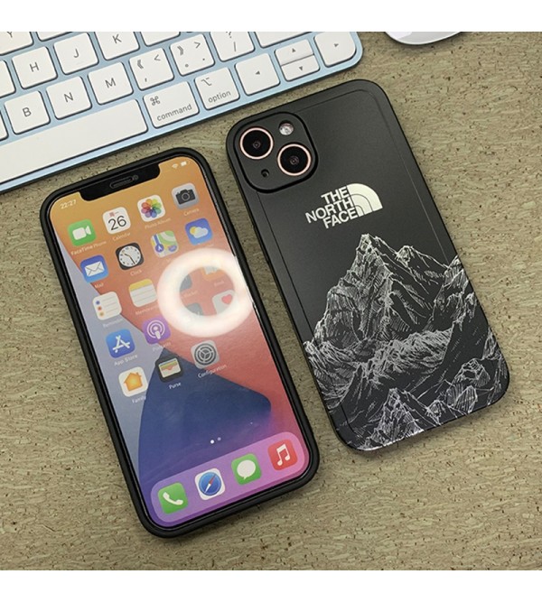 The North Face/ザ.ノース.フェイス ブランド iphone 13 pro/13 pro max/13 miniケース 可愛い 雪山柄 金銀色  耐衝撃 芸能人愛用 保護ケース パロディ風 メンズ レディーズ