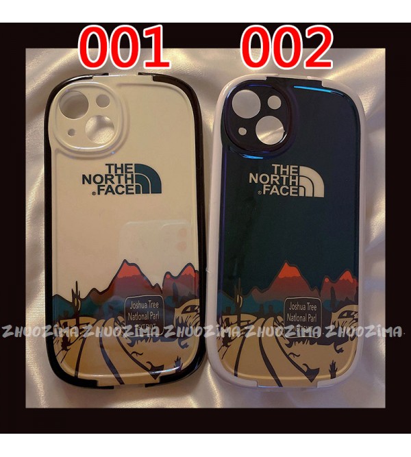 ザ.ノース.フェイス/The North Face ブランド iphone 13/13 pro/13 pro maxケース お洒落 雪山柄 オーバル型 スタンド機能 ジャケット型  モノグラム アイフォン13/12/11/x/xr/xsケース メンズ レディーズ