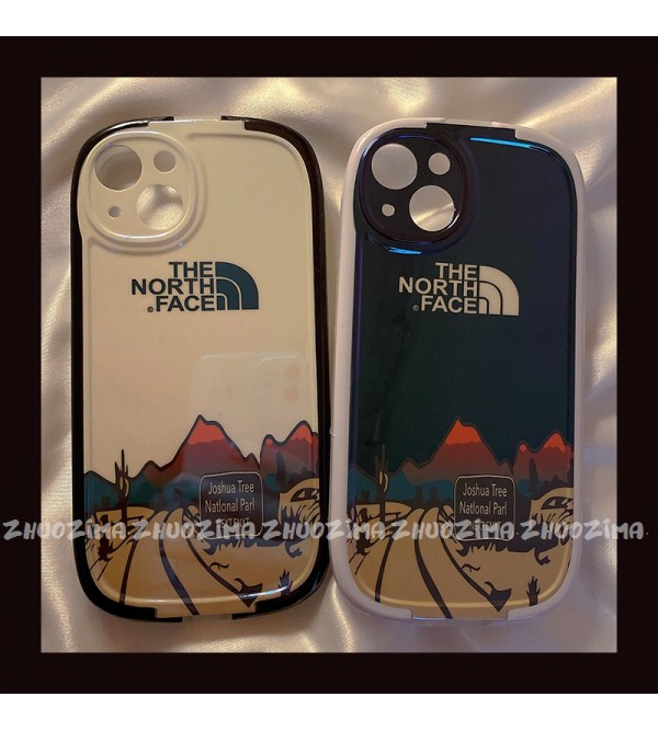 ザ.ノース.フェイス/The North Face ブランド iphone 13/13 pro/13 pro maxケース お洒落 雪山柄 オーバル型 スタンド機能 ジャケット型  モノグラム アイフォン13/12/11/x/xr/xsケース メンズ レディーズ