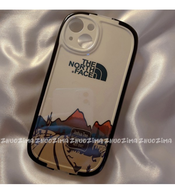 ザ.ノース.フェイス/The North Face ブランド iphone 13/13 pro/13 pro maxケース お洒落 雪山柄 オーバル型 スタンド機能 ジャケット型  モノグラム アイフォン13/12/11/x/xr/xsケース メンズ レディーズ