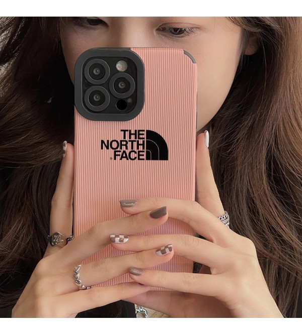 The North Face ザ・ノース・フェイス ハイブランド iphone 14/14 pro/14 pro maxケース かわいい コードゥロイ柄 モノグラム 全面保護 ピンク色 アイフォン14/13/12/11/x/xs/xr/8+/7+カバー ジャケット型 メンズ レディース