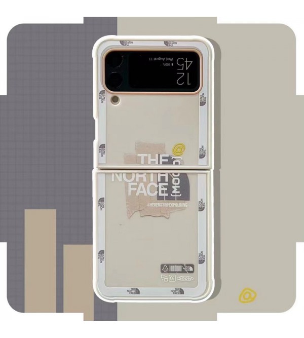 The North Face ザ.ノース.フェイス Galaxy Z Flip4 5Gスマホケース かわいい タック柄 折りたたみ式 モノグラム 激安 ギャラクシーZフリップ4/3/2/1カバー ハイブランド セレブ愛用 携帯ケース ブランド 落下防止 ファッション メンズ レディース