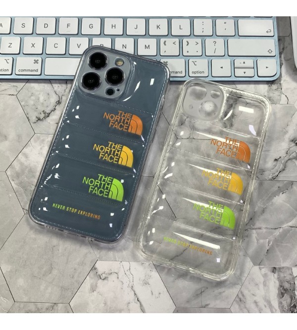 The North Face ブランド ザ・ノース・フェイス iphone14/14 pro/14 pro max/14 plusスマホケース クリアケース ダウンジャケット風 モノグラム 芸能人愛用 アイフォン14/13/12/11/x/xs/xr/8/7カバー ファッション メンズ レディーズ