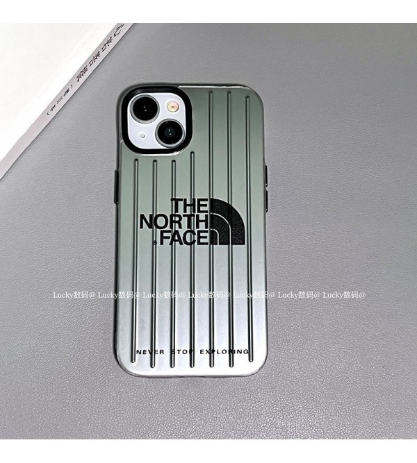 The North Face ハイブランド ザ.ノース.フェイス iphone 14/14 pro/14 pro max/14 plusケース おしゃれ メッキ スーツケース風 モノグラム 芸能人愛用 アイフォン14/13/12/11カバー 耐衝撃 コピー メンズ レディーズ