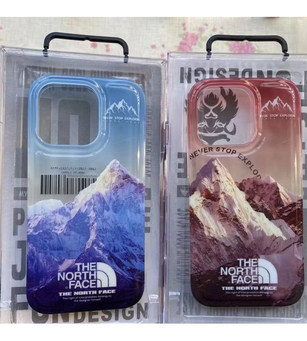 The North Face ハイブランド ザ.ノース.フェイス iPhone 14/14 Pro/14 Pro Maxケース おしゃれ 月球 クリアケース 雪山柄 ジャケット型 アイフォン14/14プロ/14プロ マックス/13/12/11カバー 大人気 メンズ レディース