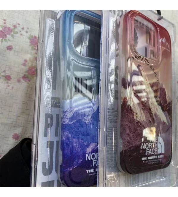 The North Face ハイブランド ザ.ノース.フェイス iPhone 14/14 Pro/14 Pro Maxケース おしゃれ 月球 クリアケース 雪山柄 ジャケット型 アイフォン14/14プロ/14プロ マックス/13/12/11カバー 大人気 メンズ レディース