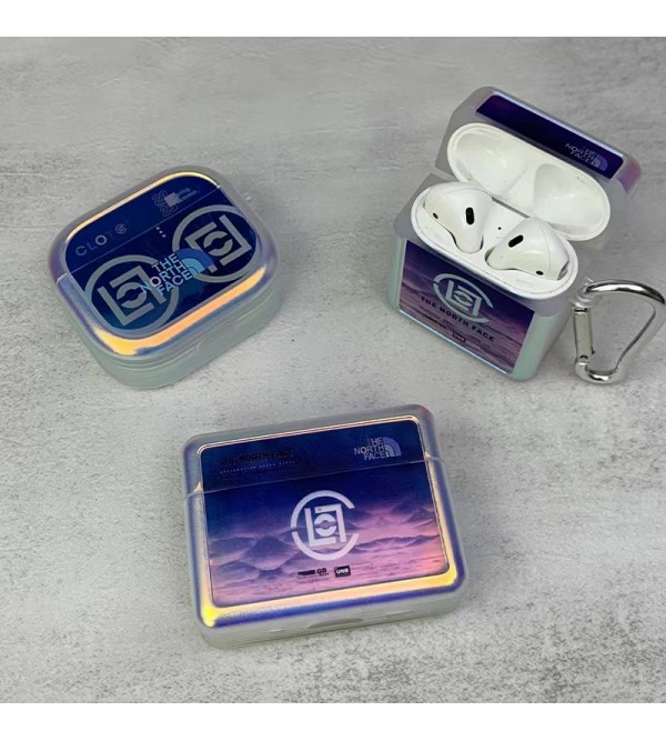 THE NORTH FACE CLOT コラボ ブランド AirPods Pro2/3/Pro/2/1ケース オシャレ メッキ風 ザノースフェイス 第1/2/3世代 保護 カラビナ付き 紛失防止 エアーポッズ3/プロ2/2/1ケース 収納 便利 大人気 メンズ レディーズ