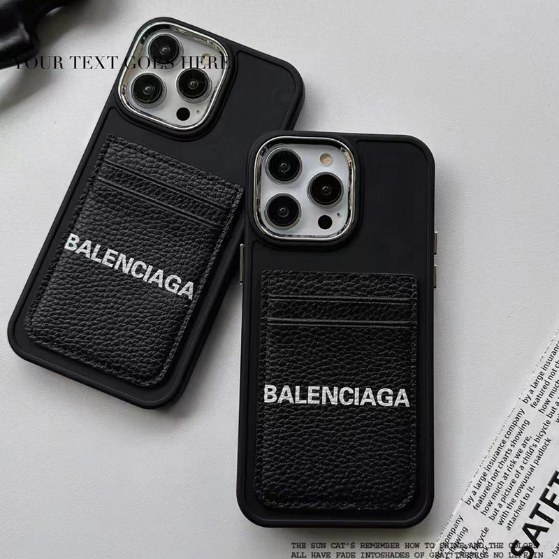 Balenciagaハイブランド バレンシアガ iPhone 14 Pro max/14 Pro/14ケース オシャレ カード入れ レザー製 モノグラム高級