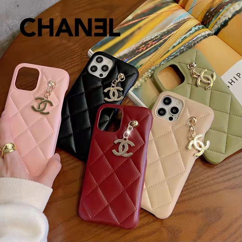 CHANEL シャネル ブランド iphone 14/14 pro/14 pro max/13ケース 可愛い モノグラム 菱形柄 レザー