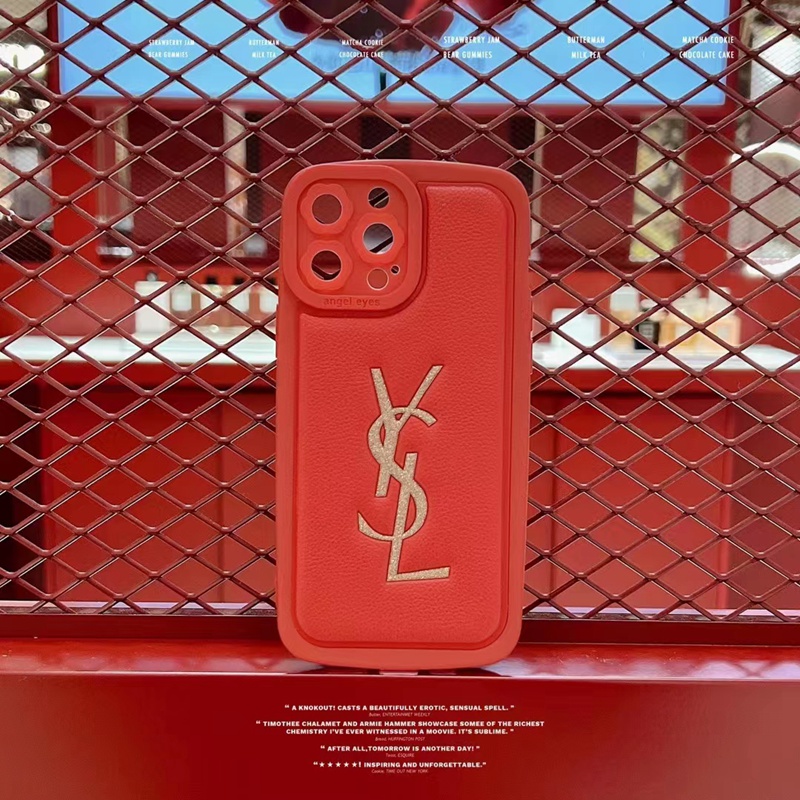Chanel シャネル YSL イブサンローラン ハイブランド iphone14/14 pro/14 pro maxケース オシャレ レザー 赤色 キラキラ