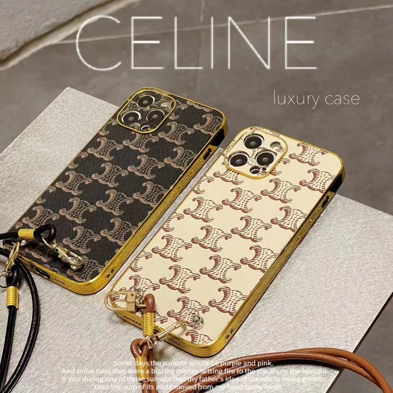 CELINE/セリーヌ ブランド iphone 14/14 pro/14 pro max/14 plusケース かわいい ストラップ ジャケット型
