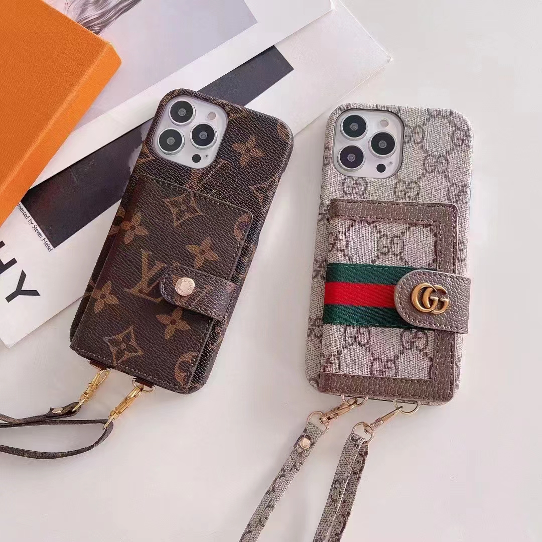 GucciグッチLVルイヴィトン ハイブランドIphone 14 Pro Max/14 Plusケース かわいい 財布型 斜めがけ カード収納 ストラップ付き Galaxy S23+Ultraスマホケース モノグラム 紛失防止 アイフォン14カバー レディース