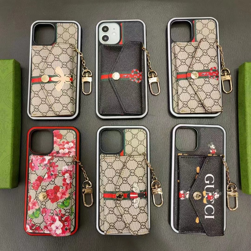 Gucci グッチ ハイブランド Iphone 14/14 Pro/14 Pro Max/14 Plusケース 財布型 ストラップ付き 蛇蜂花 カード入れ 封筒 モノグラム アイフォン14カバー レディース