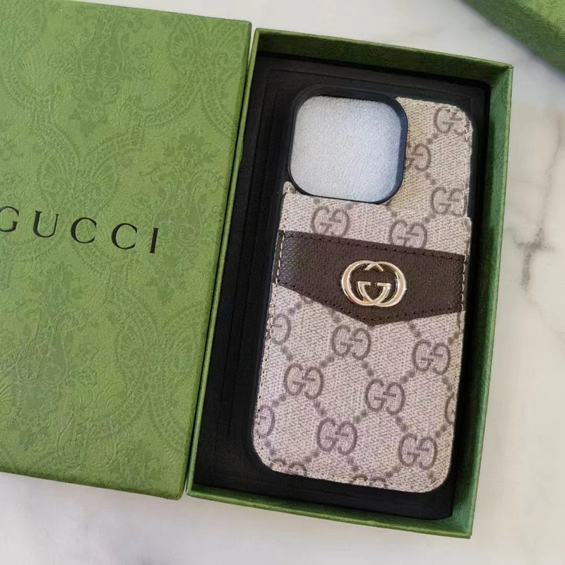 LV/ルイヴィトン Gucci/グッチ ブランド iphone 14/14 pro/14 pro max/14 plus/13 miniケース かわいい  財布風 カード入れ レザー ボタン付