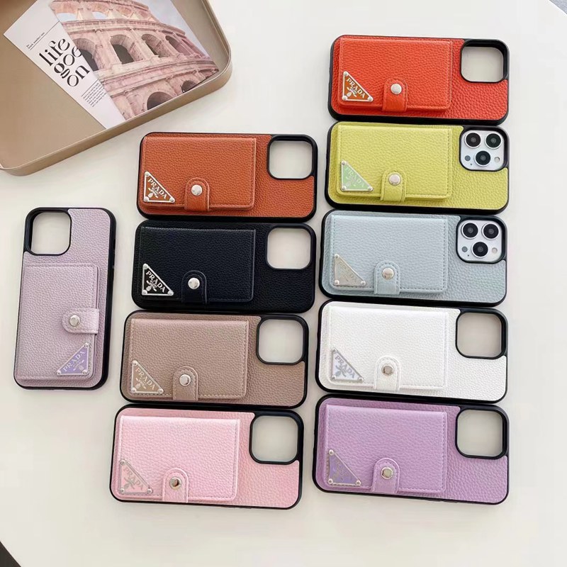 PRADA ブランド プラダ iphone15/14Pro max/14Plusケース かわいい 財布型 カード入り レザー製 芸能人愛用 男女