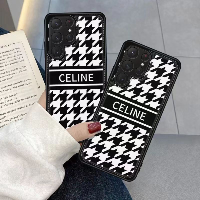 CELINE ブランド セリーヌ iPhone14 Pro/14 Pro Max/14 Plusケース かわいい モノグラム 黒白色 Galaxy S23/S23 Plus/S23 Ultraケース ジャケット型