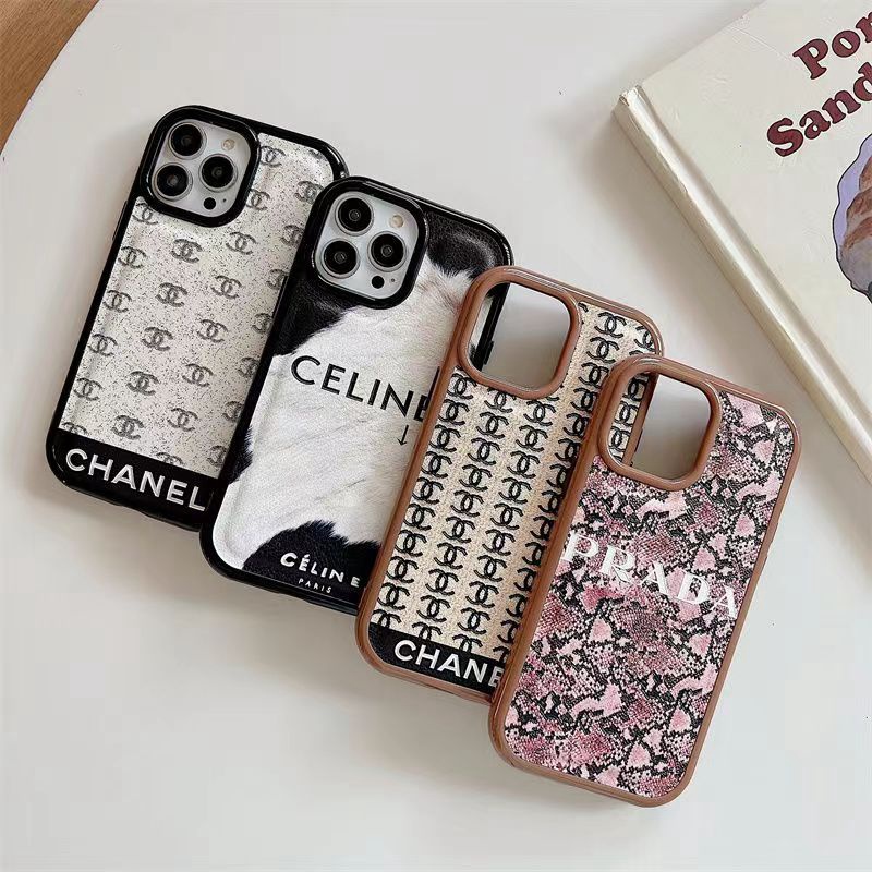 Chanel/シャネル Celine/セリーヌ ハイブランド iPhone 14 Plus/14 Pro maxケース Prada/プラダ モノグラム 蛇革風 ソフト ジャケット型