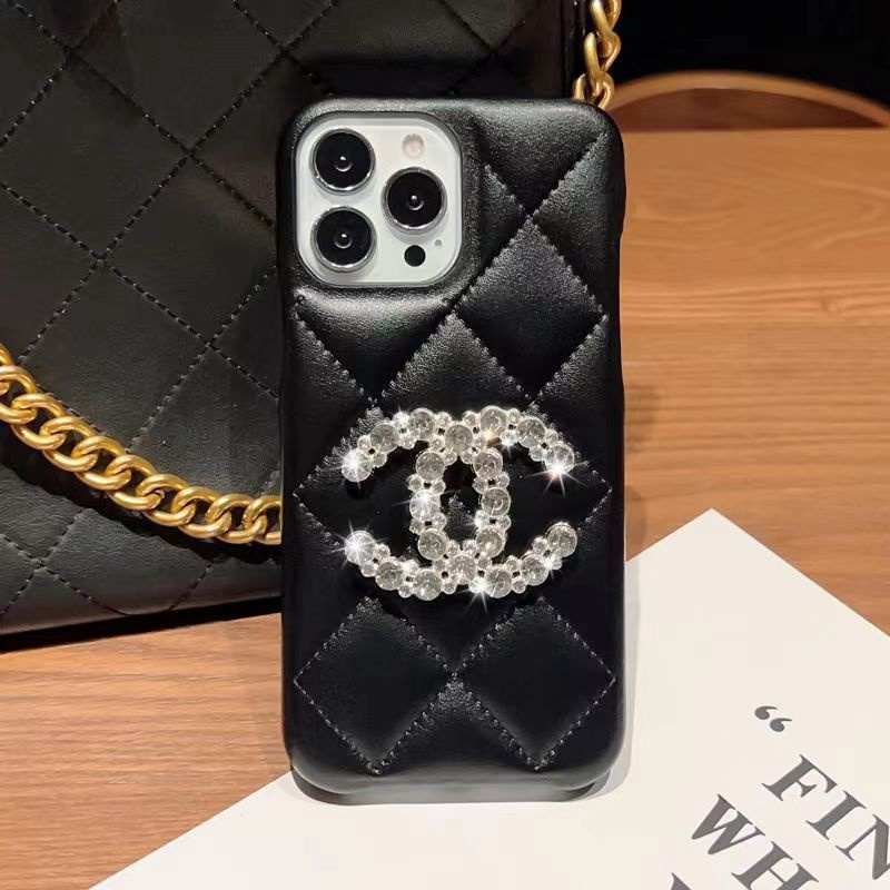 CHANEL シャネル ハイブランド iPhone 14/14 Pro/14 Pro Maxケース 経典 モノグラム レザー キラキラ