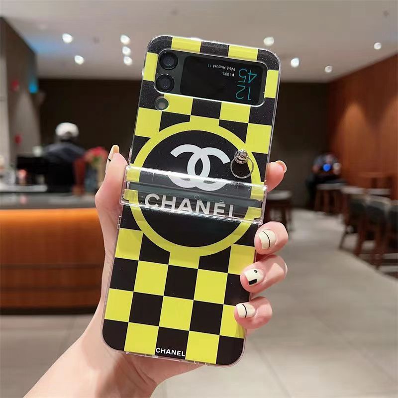 Chanelシャネルgalaxy z flip5/4ケース韓国風モノグラム個性ストラップ ブランド手帳ギャラクシーZフォールド5