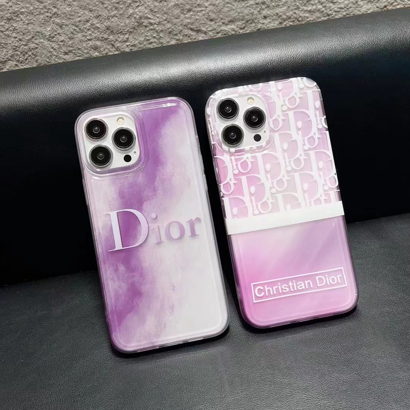 Dior ディオール ハイブランド iphone 14/14 pro/14 pro maxケース モノグラム キラキラ クリアケース パープル色