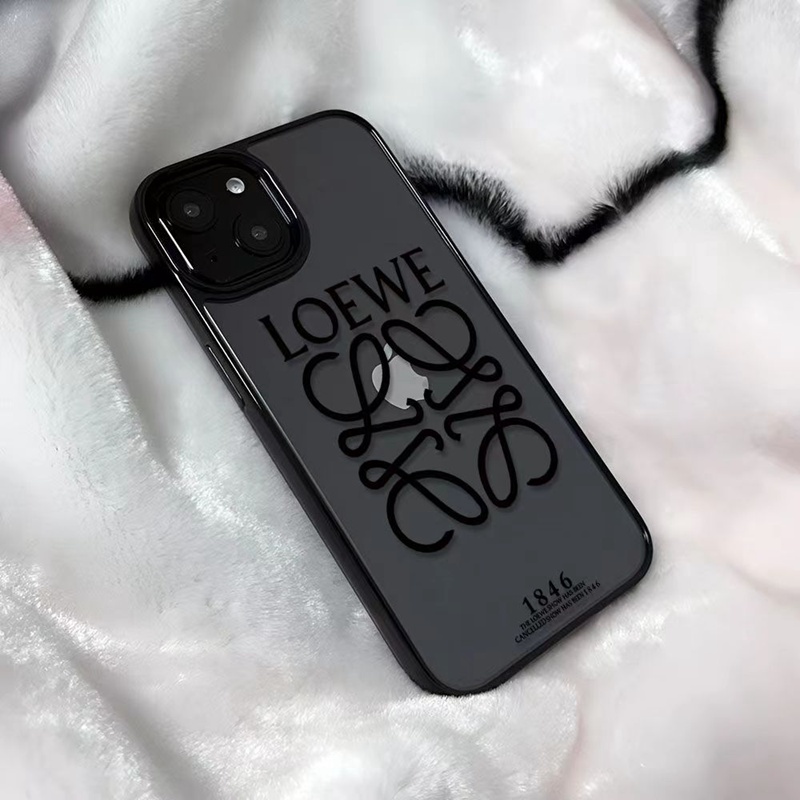 Loeweロエベiphone14pro max plusケース透明クリア モノグラム ブランド黒白アイフォン14プロ マックス カバー 男女