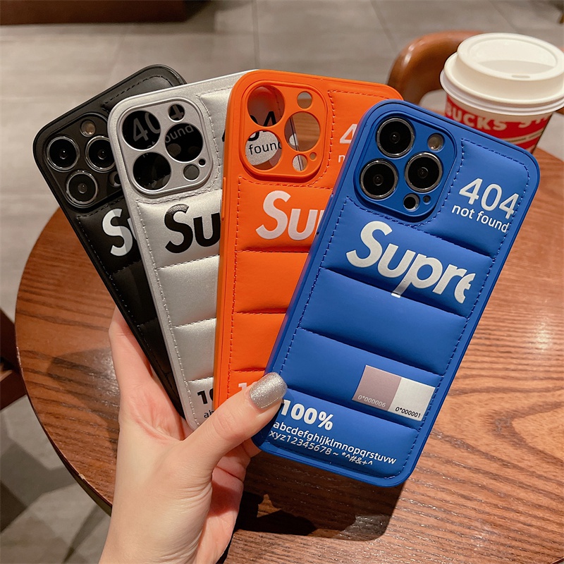 Supreme シュプリーム ブランド Iphone 14 Pro Max/14 Plusケース ダウンジャケット風 レザー製 芸能人愛用 オリジナル アイフォン14プロ マックス カバー