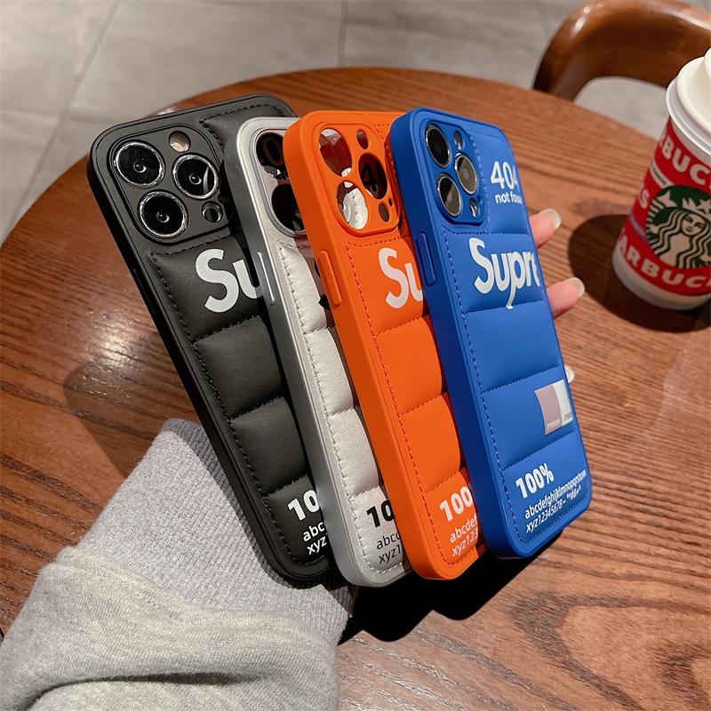 SUPREME シュプリーム ブランド Iphone 14/14 Pro/14 Pro Max/14 Plusケース ダウンジャケット風 レザー製 芸能人愛用 オリジナル 保護 アイフォン14プロ マックス カバー