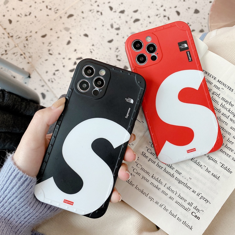 シュプリーム/Supreme ザ·ノース·フェイス/The North Face コンボ ブランド iphone 13/13 pro/13 pro maxケース 韓国風 黒赤色 個性