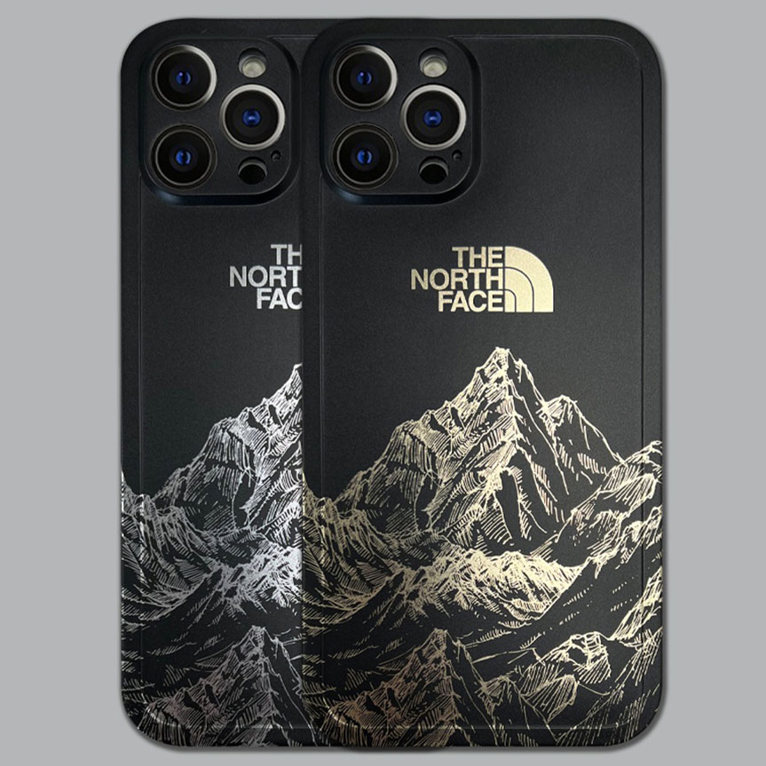 The North Faceザノースフェイス ブランドIphone13 Pro Max/13Miniケース 可愛い 雪山 金銀色 耐衝撃 芸能人愛用