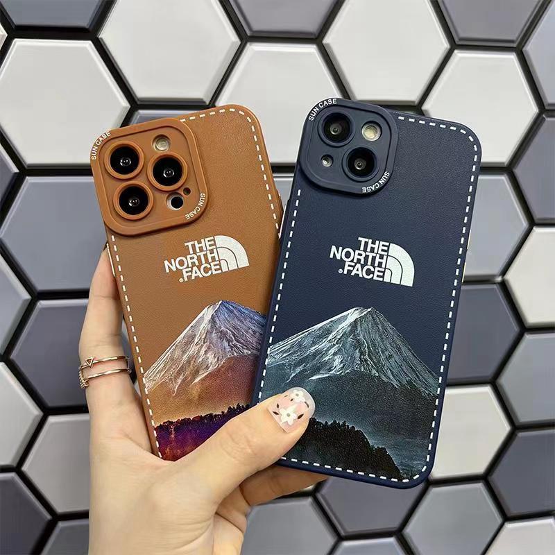 the north faceザノースフェイスiphone14pro max plusケース お洒落モノグラム雪山ジャケット ブランド アイフォン14プロ マックス