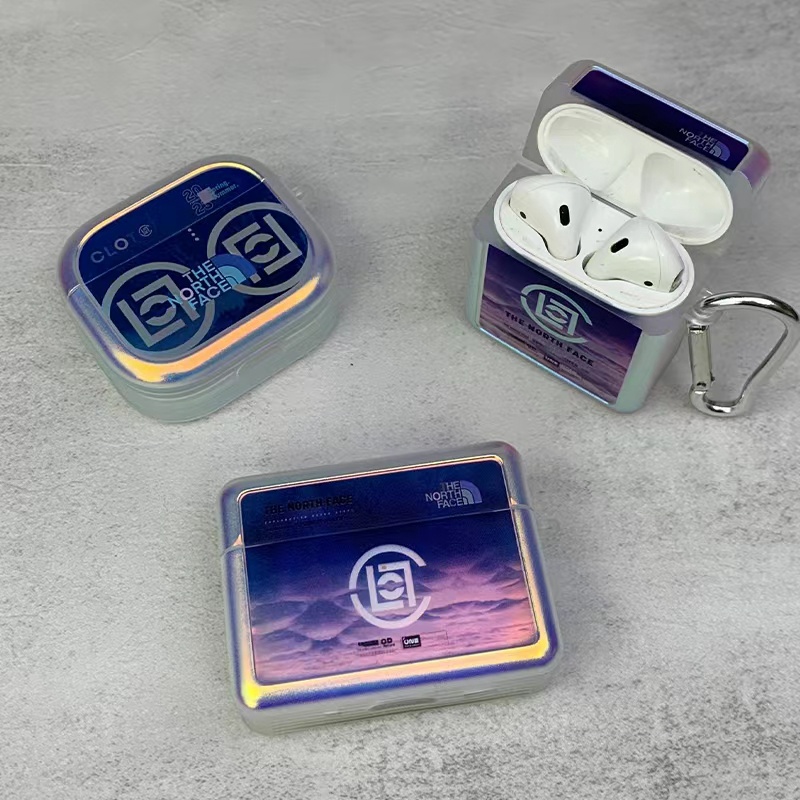 ザノースフェイスthe north face airpods pro2/3ケース お洒落clotメッキ カラビナ ブランド紛失防止エアーポッズ プロ2男女